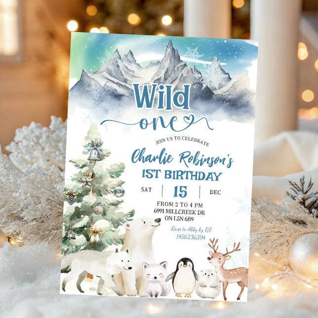 Arctic Animal Wild One Boy First Birthday Invitation (Creator Uploaded)