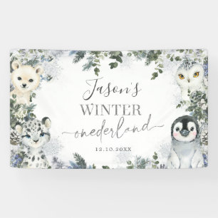 Arctic Animal Winter Onederland 1st Birthday Large Banner