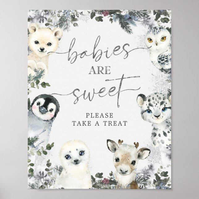 Arctic Animal Winter Onederland Babies are Sweet Poster (Front)