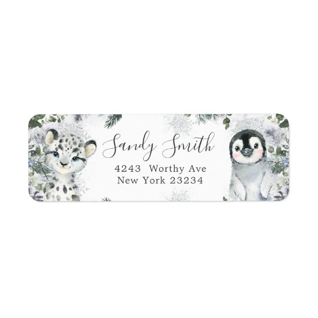 Arctic Animal Winter Onederland Birthday Address (Front)