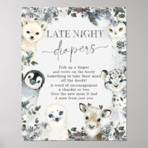 Arctic Animal Winter Onederland Late Night Diapers Poster