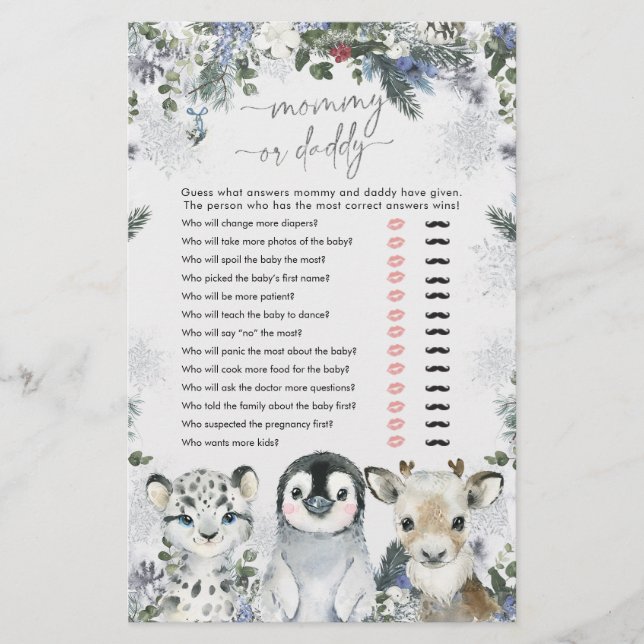 Arctic Animal Winter Onederland Mummy or Daddy (Front)