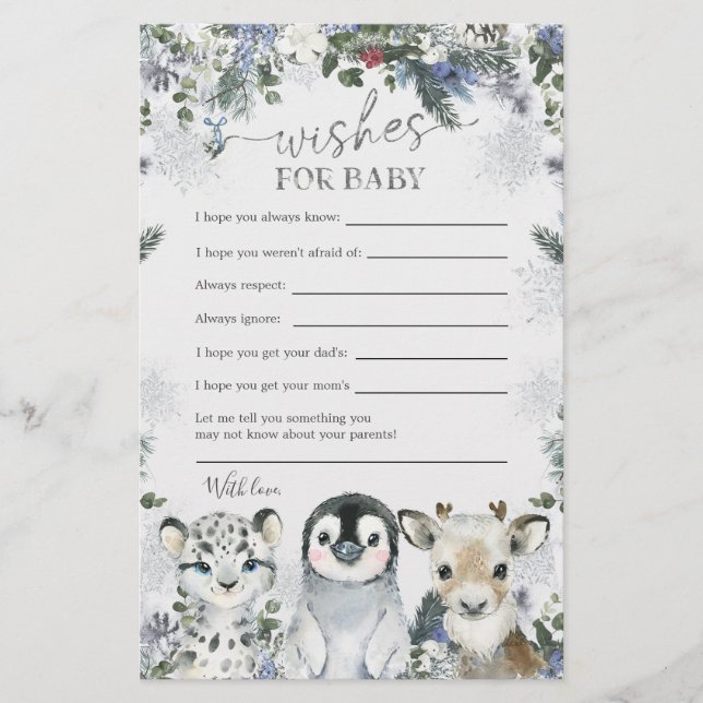 Arctic Animal Winter Onederland Wishes for Baby (Front)