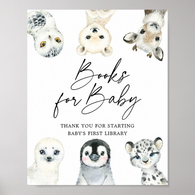 Arctic Animals Baby Shower Books For Baby Sign (Front)
