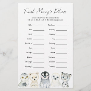 Arctic Animals Baby Shower Finish Mummy's Phrase