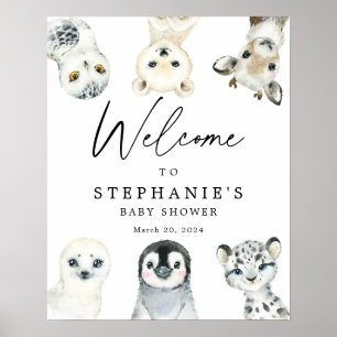 Arctic Animals Baby Shower Welcome Sign