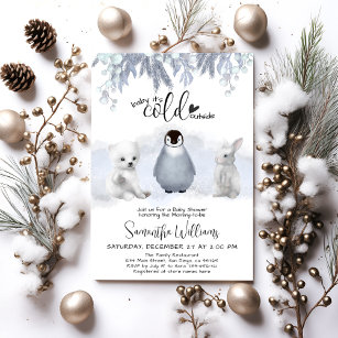 Arctic animals Cold Outside Winter Baby Shower Invitation