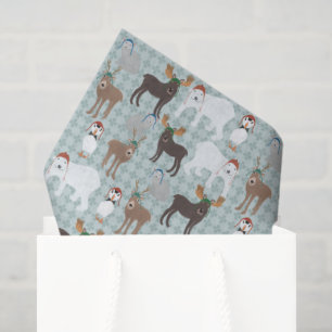 Arctic Animals in Winter Hats Christmas Tissue Paper