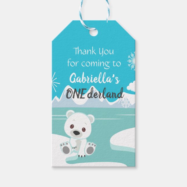 Arctic Animals Onederland First Birthday Tag (Front)