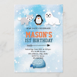 Arctic animals party invitation