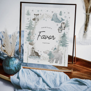 Arctic Animals Winter Baby Shower Favour Sign