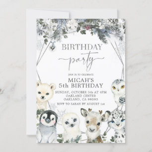 Arctic Animals Winter Birthday party Invitation