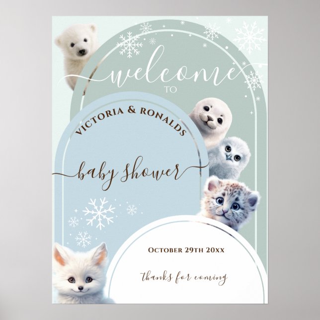 Arctic Animals Winter Theme Welcome Poster (Front)