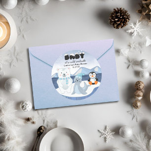 Arctic Animals Winter Wonderland Baby Shower Classic Round Sticker