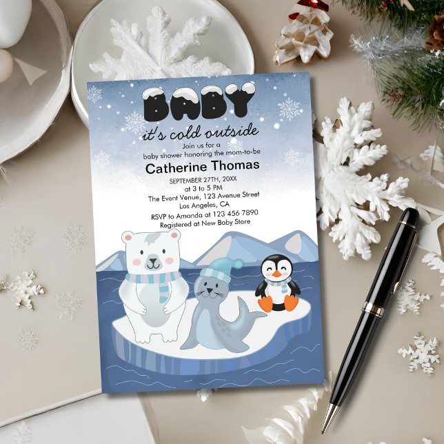 Arctic Animals Winter Wonderland Baby Shower Invitation (Creator Uploaded)