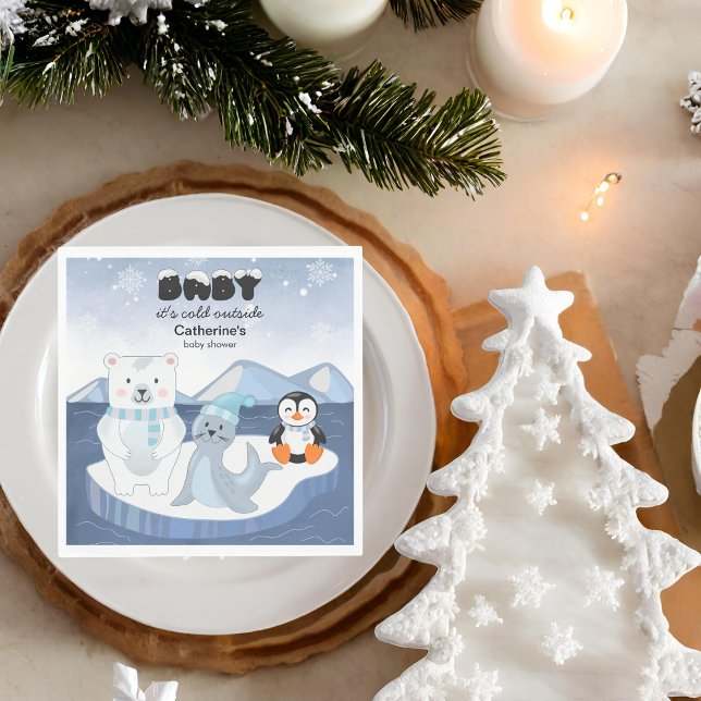Arctic Animals Winter Wonderland Baby Shower Napkin (Creator Uploaded)