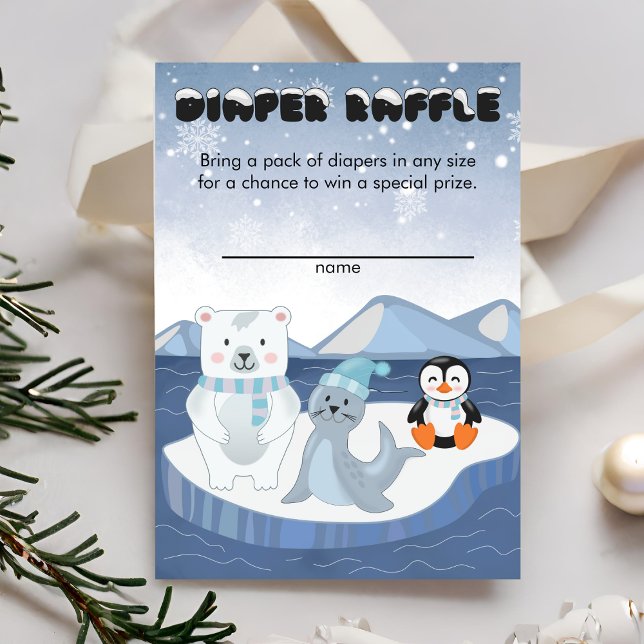 Arctic Animals Winter Wonderland Diaper Raffle Enclosure Card (Creator Uploaded)