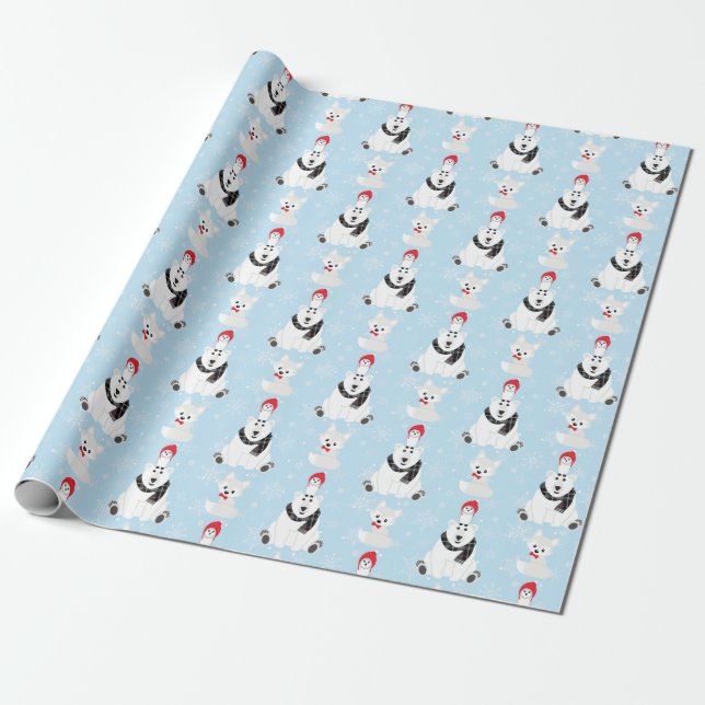 Arctic Animals Wrapping Paper (Unrolled)