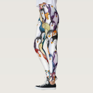 Arctic Aura: Penguin Design Watercolor Leggings