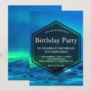 Arctic Aurora Northern Lights Birthday Party Invitation