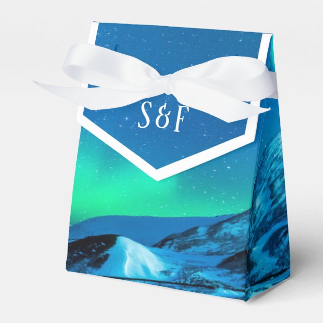 Arctic Aurora Northern Lights Wedding Favour Box (Front Side)