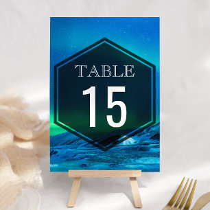 Arctic Aurora Northern Lights Wedding Table Number