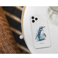 Arctic Azure Watercolor Penguin, custom 