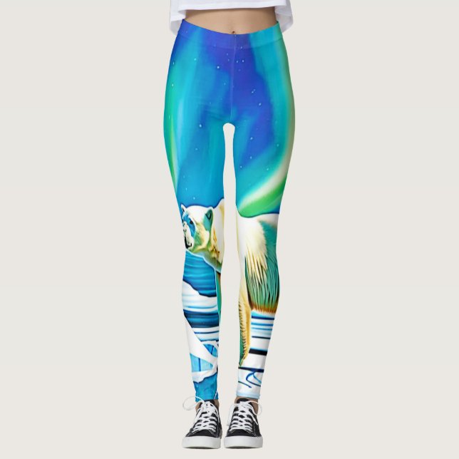 Arctic Bear Northern Lights Leggings (Front)