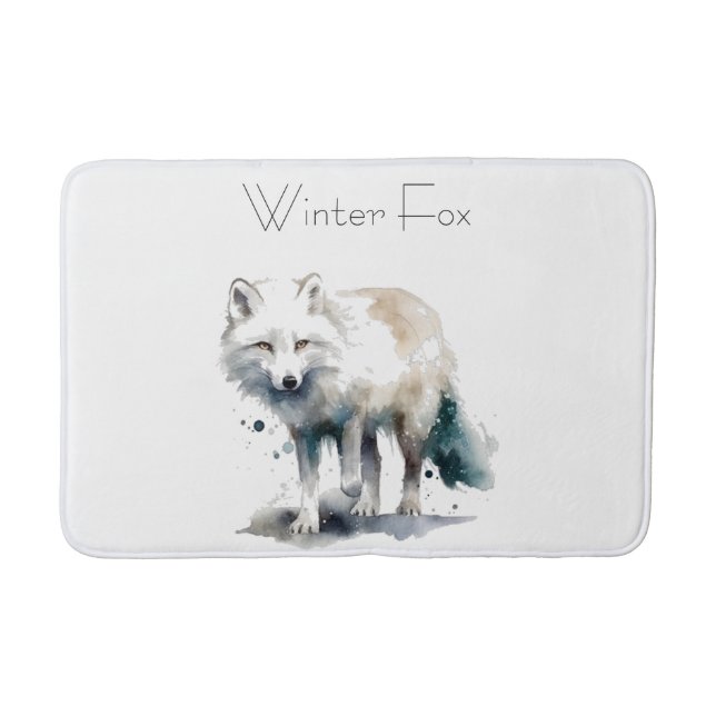 Arctic Beauty: Winter Fox custom Bath Mat (Front)