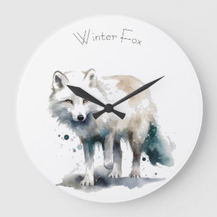 Arctic Beauty: Winter Fox custom Large Clock