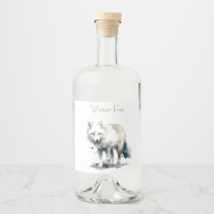 Arctic Beauty: Winter Fox custom Liquor Bottle Label