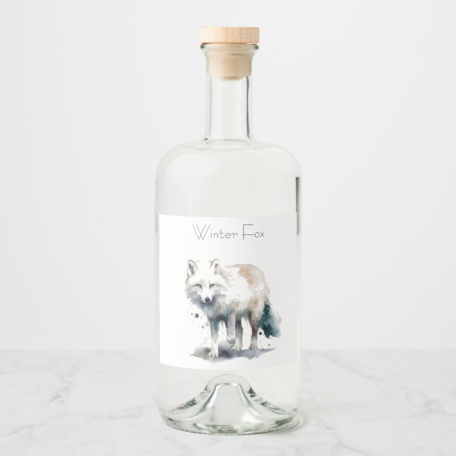 Arctic Beauty: Winter Fox custom Liquor Bottle Label (Front)