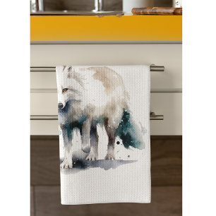 Arctic Beauty: Winter Fox custom Tea Towel