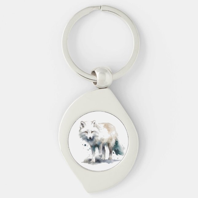 Arctic Beauty: Winter Fox Key Ring (Front)