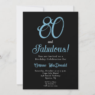 Arctic Blue Eighty and Fabulous 80th Birthday Invitation