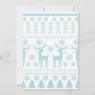 Arctic Blue Folk Art Winter Theme Holiday Card