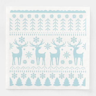 Arctic Blue Folk Art Winter Theme Napkin