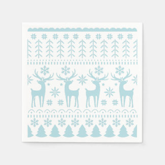 Arctic Blue Folk Art Winter Theme Napkin