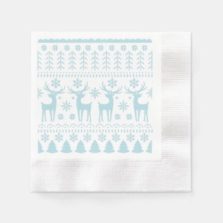 Arctic Blue Folk Art Winter Theme Napkin