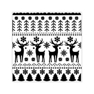 Arctic Blue Folk Art Winter Theme Self-inking Stamp