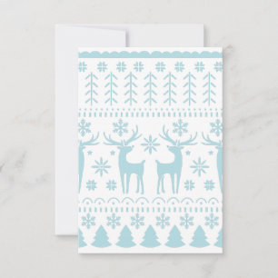 Arctic Blue Folk Art Winter Theme Thank You Card