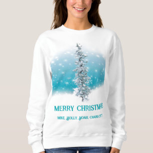 Arctic blue frozen frosty silver sparkle evergreen sweatshirt