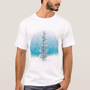 Arctic blue frozen frosty silver sparkle evergreen T-Shirt