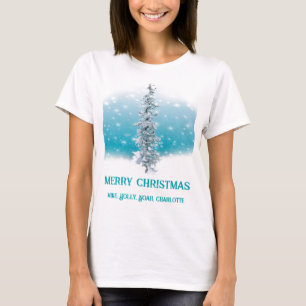 Arctic blue frozen frosty silver sparkle evergreen T-Shirt