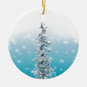 Arctic blue Holiday pine tree  Ceramic Tree Decoration