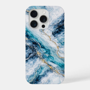 Arctic Blue Marble Phone Case Icy White Teal Swirl