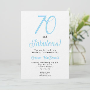Arctic Blue Seventand Fabulous 70th Birthday Party Invitation