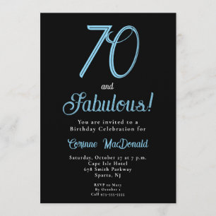 Arctic Blue Seventy and Fabulous 70th Birthday Invitation
