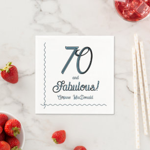 Arctic Blue Seventy and Fabulous 70th Birthday Napkin