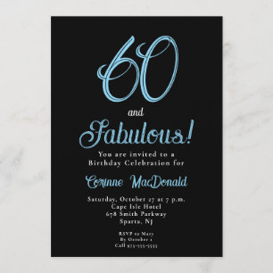 Arctic Blue Sixty and Fabulous 60th Birthday Party Invitation